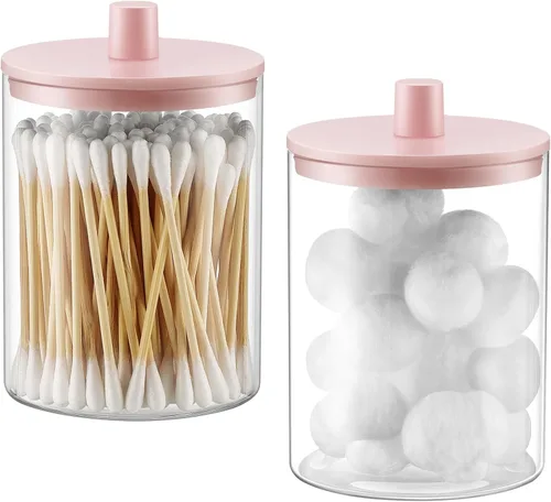 Vista 8 de TIPGO Dispensador de vidrio Qtip Holder – Tarro transparente de 10 onzas Crema