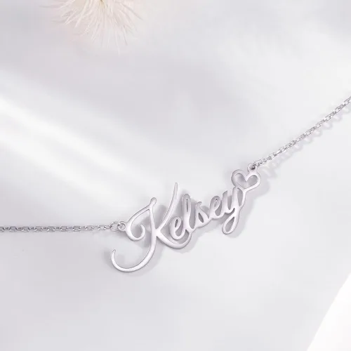 Vista 2 de Collar con nombre personalizado, collares de plata de ley personalizados para mujer, collares con nombre personalizados, joyería de regalo para mujer