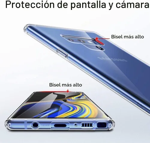 Vista 3 de Unov Funda para Galaxy Note 9 transparente con diseño en relieve, flor de Flower Blossom