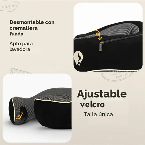 Vista 7 de Almohada cervical Airplane - Almohada de viaje - Espuma viscoelástica cómoda y ergonómica - Almohada de avión con soporte de cabeza y cuello de 360°