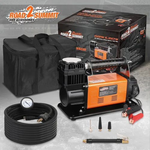 Vista 6 de Kit de compresor de aire portátil de 12 V resistente que infla 6.35 CFM (180 L/min), máximo 150 PSI, kit de compresor de aire todoterreno