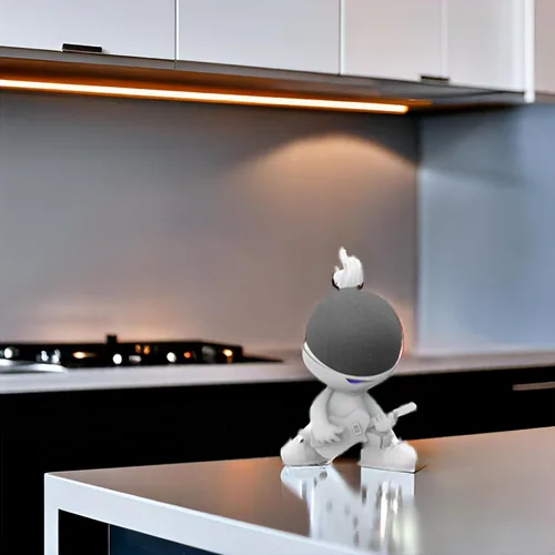 Vista 2 de Splin Soporte de mesa compatible con Amazon Alexa Smart Speaker Echo Dot (4ª y 5ª generación) y Apple HomePod Mini, Star Boy Blanco