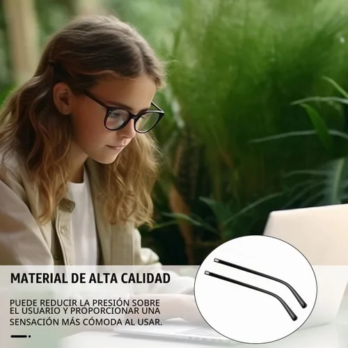 Vista 5 de 1 par de brazos de repuesto para gafas, brazos de marco de plástico TR90, dientes planos, dientes dobles y destornillador multifuncional 3 en 1
