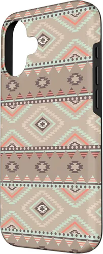 Vista 2 de Funda rústica para iPhone 16 con patrón azteca occidental bohemio