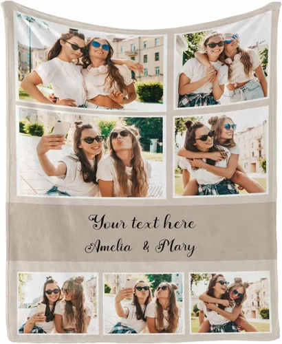 Vista 27 de InterestPrint Manta personalizada con texto y fotos, collage, regalo personalizado para cumpleaños, aniversario, boda, regalo personalizado