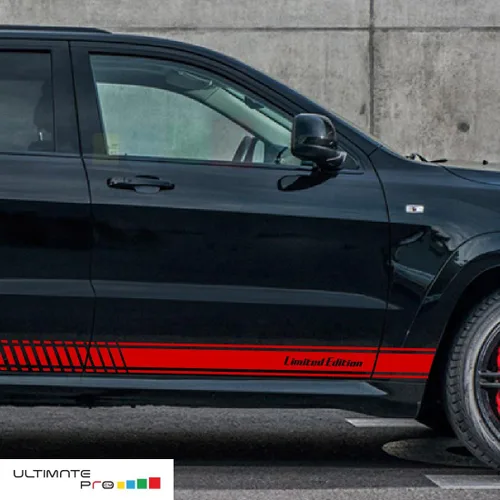 Vista 3 de Juego de calcomanías de rayas laterales de carreras compatibles con Jeep Grand Cherokee Limited Edition (rojo)