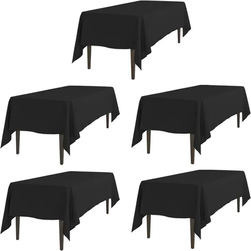 Vista 6 de Linenlanding Mantel rectangular de 60 x 102 pulgadas para mesa circular para bodas, mesas de bufé, fiestas, cenas de vacaciones (1, verde cazador)