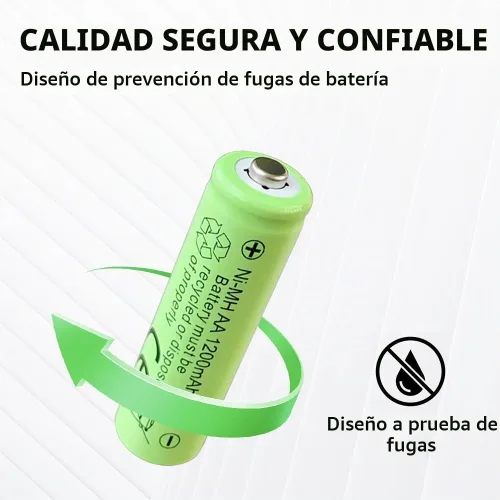 Vista 8 de Baterías recargables AA, baterías AA Ni-MH de 1.2 V 1200 mAh, paquete de 12
