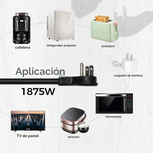 Vista 6 de FIRMERST 1875W 6 pies 15A Cable de extensión de enchufe plano de perfil bajo 14 AWG negro, listado UL