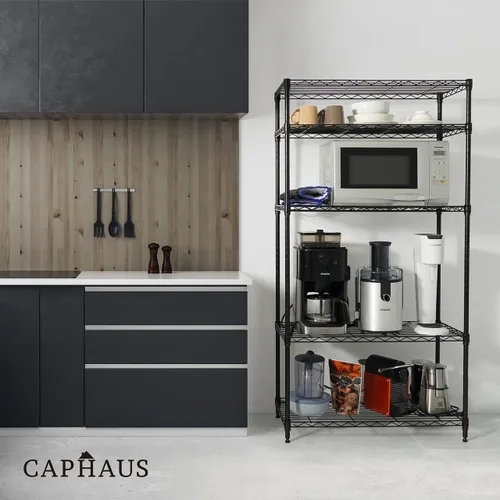 Vista 8 de CAPHAUS - Estantería de alambre ajustable de 3/4/5 niveles, estante de almacenamiento de acero, estante de rack, organizador de almacenamiento