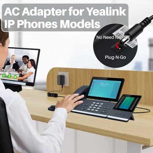 Vista 3 de Adaptador de corriente para teléfono Yealink T54W, T46U, MP54, MP56, T57W, T46S, T48U, T53W fuente de alimentación para teléfonos IP Yealink
