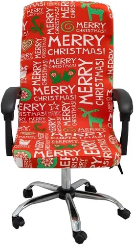 Vista 13 de Fundas navideñas para silla de oficina, funda protectora universal elástica para silla de jefe de respaldo alto moderno y sencillo (XMAS01, L)
