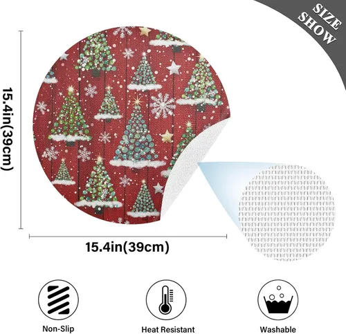 Vista 4 de Abstract Christmas Trees Placemat, Non Slip Dining Table Heat Resistant Pads for Kitchen one sizex1