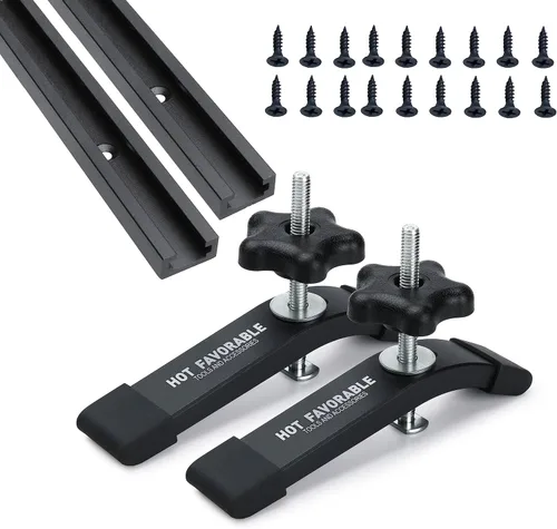 Vista 12 de Kit de intersección de aluminio T-Track de 3 pulgadas – Perfil de doble corte universal con agujeros de montaje preperforados -Carpintería