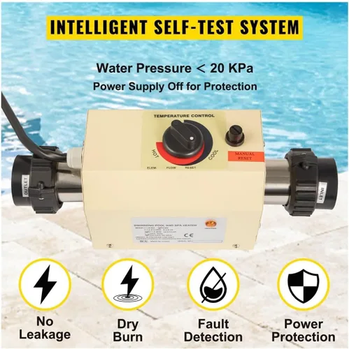 Vista 2 de Calentador de piscina para remo, mini calentadores de agua eléctricos de 2KW, termostato portátil de baño de spa, calentador de piscina, termostato