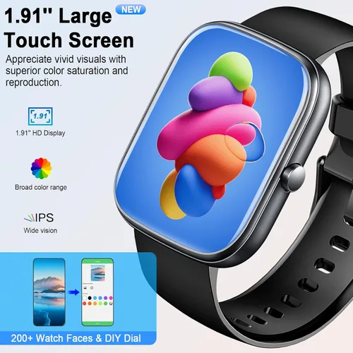 Vista 2 de Reloj inteligente (respuesta/hacer llamadas), reloj inteligente HD 2025 de 1.91 pulgadas para hombres y mujeres, más de 112 modos deportivos