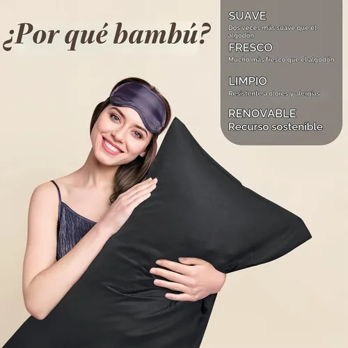 Vista 2 de BEDELITE - Juego de 2 fundas de almohada con solapa, tamaño estándar, rayón de bambú, frescas, suaves y transpirables, para personas calurosas