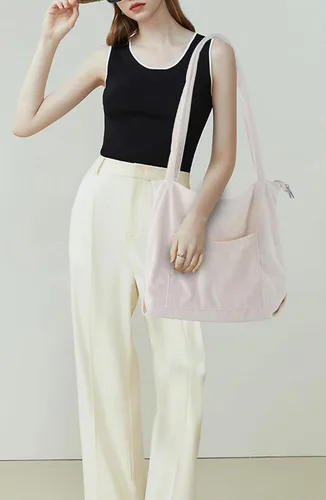 Vista 2 de TCHH-DayUp Bolsas de pana para mujer con cremallera y bolsillo frontal