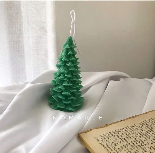 Vista 3 de Molde de vela de silicona para árbol de Navidad 3D para hacer velas, moldes de jabón de silicona de pino de Navidad, decoración de tartas