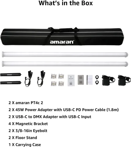 Vista 2 de Aputure amaran PTC - Kit de luces LED para tubo de luz de video (kit de 2 luces amaran PT4c)
