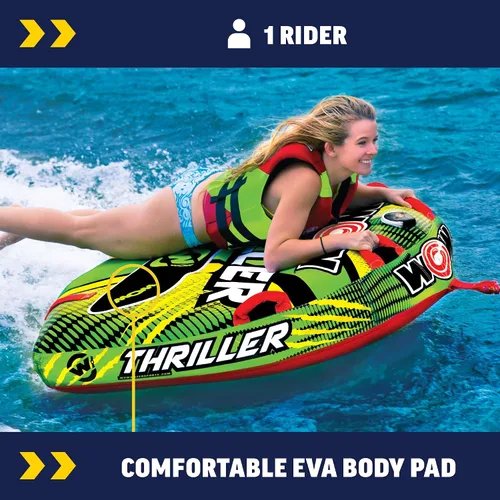 Vista 2 de Wow Sports Thriller - Tubo de cubierta remolcable para adultos que navegan en barco, inflable para deportes acuáticos