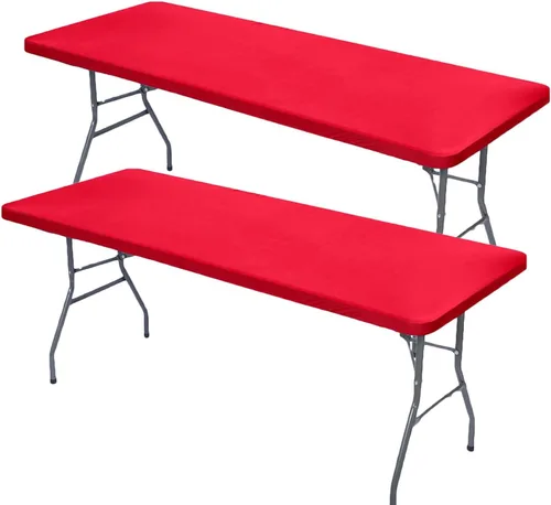 Vista 9 de Paquete de 2 manteles ajustables de elastano, manteles elásticos extraíbles negros para mesas rectangulares de 4 pies, mantel elástico lavable