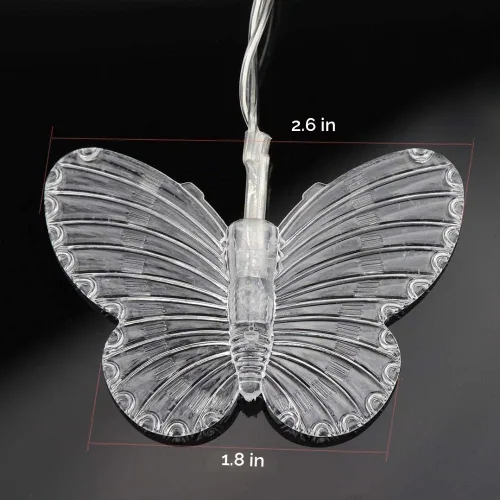 Vista 7 de Lainin - Tira de luces alimentadas por USB de 13 pies, 96 luces LED, 18 cuerdas de mariposas, tira de luces de hadas de 8 modos para fiestas Rosa