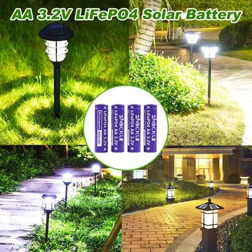 Vista 2 de Shockli - Batería solar Shockli AA 3.2V LiFePo4 650mAh, pilas solares recargables AA de 3.2 voltios para luz de jardín al aire libre
