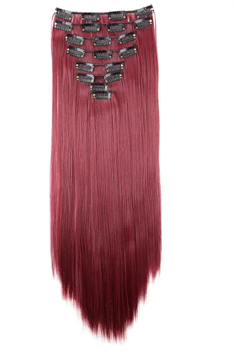 Vista 3 de Prettyshop - Juego de 8 extensiones de pelo con clip, de 24 pulgadas, tamaño XXL, onduladas, rizadas o lacias, resistentes al calor