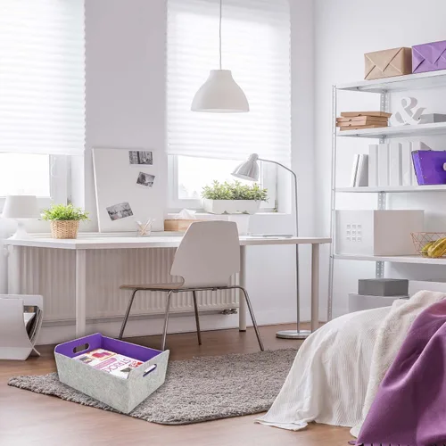 Vista 5 de Welaxy Cestas de almacenamiento plegables de fieltro, cubos de almacenamiento para estantes, caja de fieltro para niños, juguetes, revistas, libros