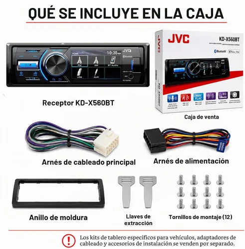 Vista 6 de JVC - KD-X560BT - Coche de medios digitales y receptor Bluetooth marino iPhone/Android/USB/AUX estéreo para automóvil con entrada de cámara trasera