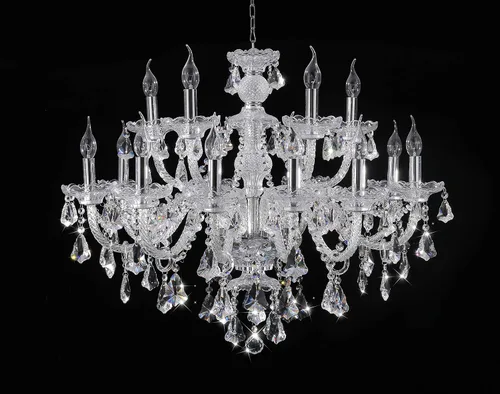 Vista 2 de ARRKOYAA - Candelabro de cristal K9 transparente de 15 luces modernas y lujosas, lámpara colgante de vela, iluminación de techo para comedor, sala