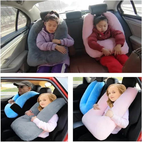 Vista 4 de FHSGGP Almohada de viaje Almohada de coche para niños La ayuda para dormir para adultos y niños en viajes por carretera Almohada de viaje para niños