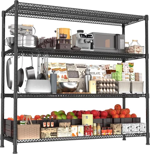 Vista 17 de GIOTORENT Unidades de Estantería Metálica de Pie de 5 Niveles, Estante de Alambre de Altura Ajustable Rack de Exhibición para Lavandería Baño Cocina