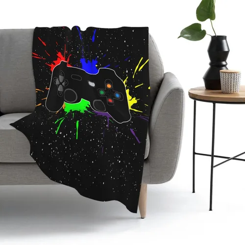 Vista 5 de Manta para Jugar Video Juegos, Gamer Cool, Manta Suave para Cama, Ropa de Cama Cálida, Acogedora, de Felpa, Manta de Franela y Forro Polar, Regalos