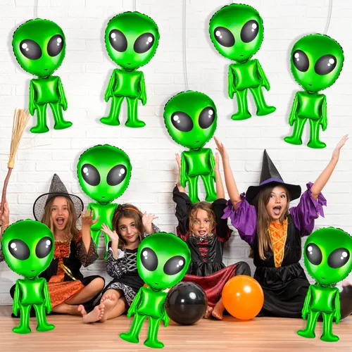 Vista 4 de 8 globos inflables de alienígena verde de 32 pulgadas