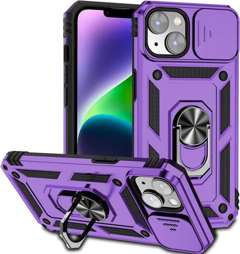 Vista 10 de Funda magnética compatible con iPhone 14 Pro de 6.1 pulgadas, funda magnética para iPhone 14 Pro con cubierta de cámara y soporte de grado militar