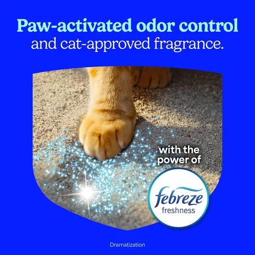 Vista 7 de Fresh Step Clean Paws Arena para gatos con frescura Febreze, Arena aglomerante avanzada para múltiples gatos con bajo seguimiento, 37 libras