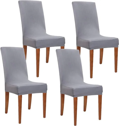 Vista 8 de Obstal - Juego de 4 fundas para sillas de comedor elásticas en negro de spandex, extraíbles y lavables, fundas de asiento para sillas de cocina