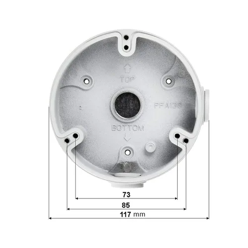 Vista 3 de PFA136 Caja de conexiones impermeable para torreta Dahua IP Dome y cámara de globo ocular, color blanco, 1 paquete