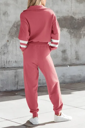 Vista 58 de PRETTYGARDEN Conjunto de suéter de 2 piezas para mujer, sudadera con cremallera, pantalones deportivos, ropa casual