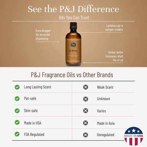Vista 3 de P&J Trading - Aceite perfumado de almendras 3.4 fl oz - Aceite de fragancia para hacer velas, fabricación de jabón, aceites difusores
