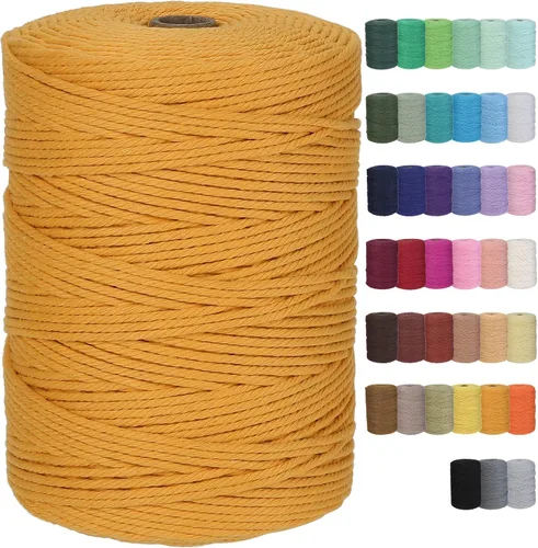 Vista 13 de Cuerda de macramé de algodón de 2 mm, 220 yardas, suministros naturales de macramé de color, cuerda de algodón suave para artesanía, para colgar
