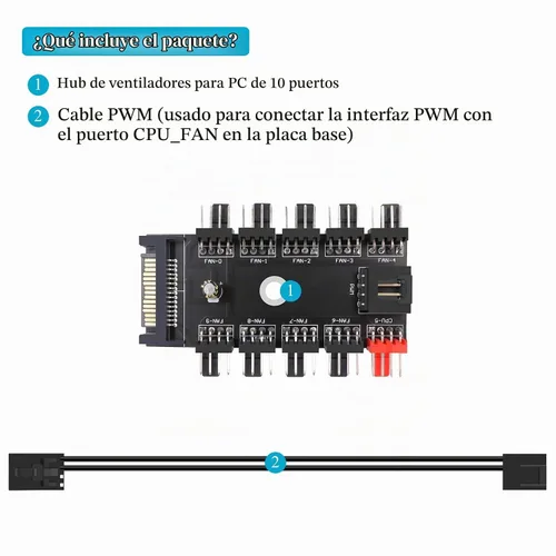 Vista 6 de Cable de extensión divisor de concentrador de ventilador, cable de fuente de alimentación de 1 a 10 vías, cable de fuente de alimentación de 15