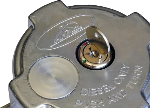 Vista 5 de Llaves iguales par 1/4 vuelta de bloqueo de aluminio diesel tapas de combustible para ciertos Freightliners