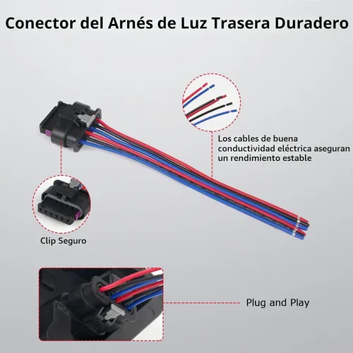 Vista 5 de Soporte de zócalo de panel de enchufe de placa de soporte de lámpara de luz trasera izquierda del lado del conductor con bombillas y arnés