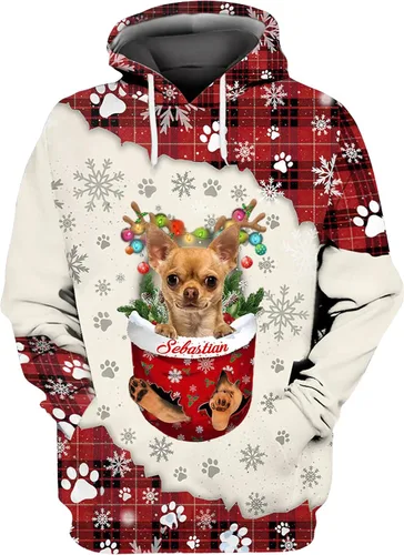 Vista 6 de Sudadera con capucha 3D personalizada para perro, diseño de perro con nombre personalizado, sudadera con capucha de perro de amor, camisa de perro