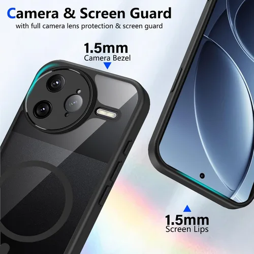 Vista 623 de Funda magnética transparente compatible con Xiaomi 17T, color negro 2 en 1 PC + TPU cubierta de teléfono a prueba de golpes, carcasa protectora