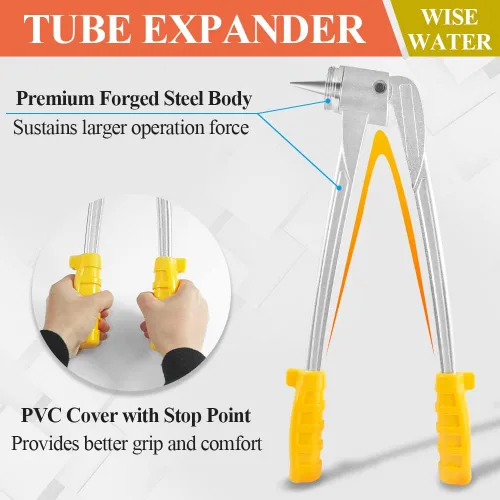 Vista 3 de WiseWater Kit expansor de tubos HVAC, juego de estampación de tubos incluye cabezales expansores de 3/8 a 1-5/8 pulgadas, cortador de tubos