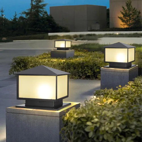 Vista 4 de Luces de columna al aire libre, 15.74 pulgadas de poste al aire libre con cable E26 lámpara de pilar Exterior Patio Pillar Lights with Aluminum